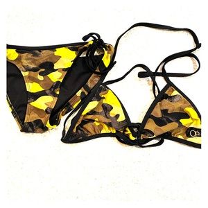 Yellow camo string bikini